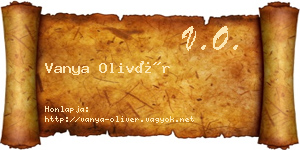 Vanya Olivér névjegykártya